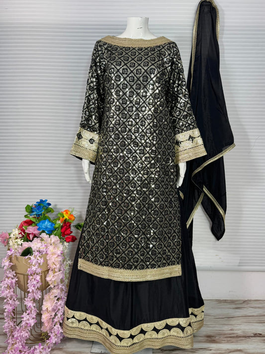 Party Wear Chinon Top Lehenga Set with Dupatta – Heavy Embroidered Festive Outfit for Women OOVIZ VASTRA