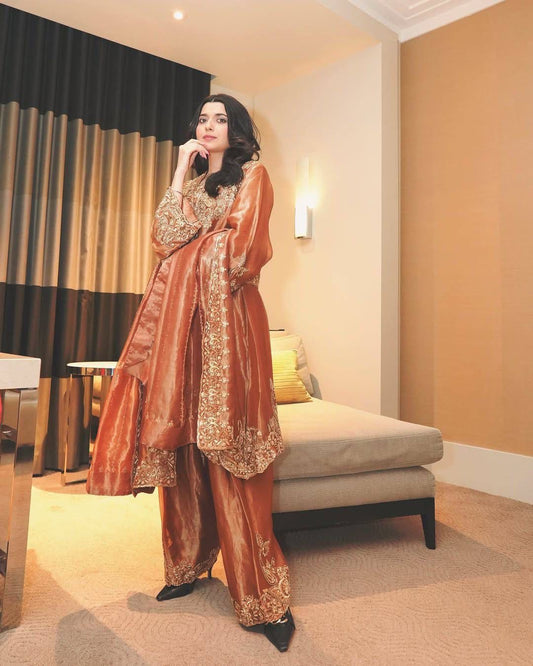 Designer Frendy Silk Kurti Palazzo Set with Dupatta – Embroidered Festive Party Wear OOVIZ VASTRA