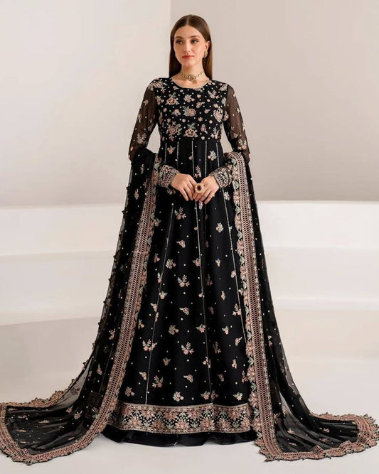 Designer Anarkali Gown with Sharara & Dupatta – Heavy Embroidered Party Wear Set OOVIZ VASTRA