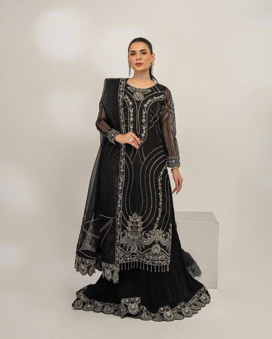 Women Chinon Silk Kurti Plazzo Set with Dupatta | Zari Embroidered Ethnic Kurti Set