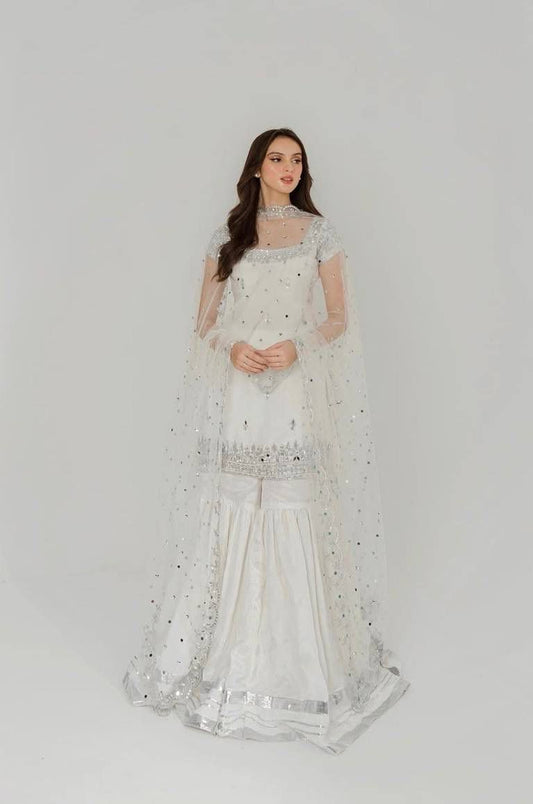 Faux Georgette Embroidered Sharara Suit Set with Dupatta – Designer Party Wear Sharara Dress for