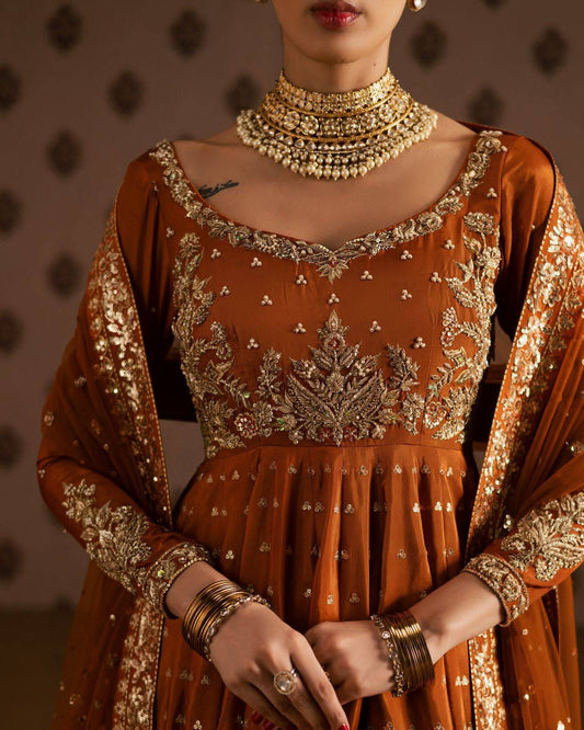 Embroidered Rangoli Silk Anarkali Gown Set with Dupatta | Elegant Festive & Party Wear Suit