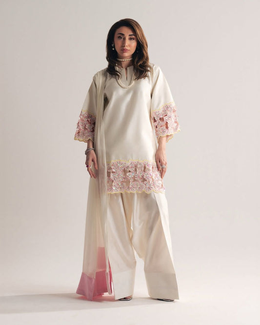 Designer Kurti Farshi Salwar Set with Dupatta – Crepe Silk Moti Handwork Party & Festive Wear Suit for Women