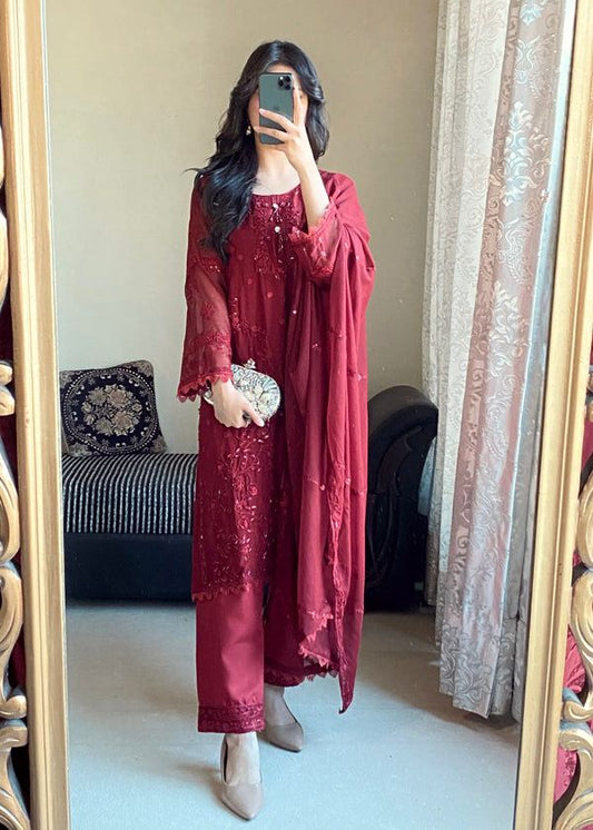 Designer Kurti Palazzo Set with Dupatta – Sequins & Moti Work