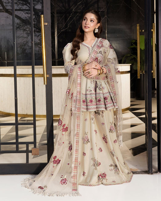 Women’s Peplum Sharara Suit Set with Embroidery Work & Net Dupatta | Designer Party Wear Ethnic Outfit
