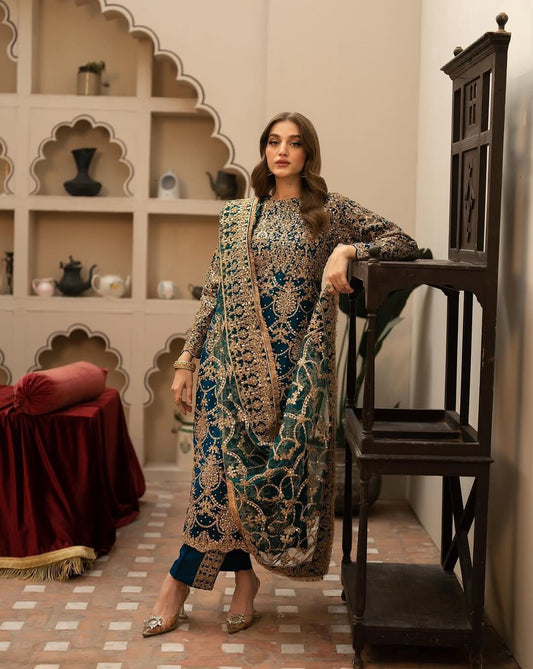 Designer Heavy Faux Georgette Top Palazzo Set with Dupatta – Sequins Embroidered Party Wear OOVIZ VASTRA
