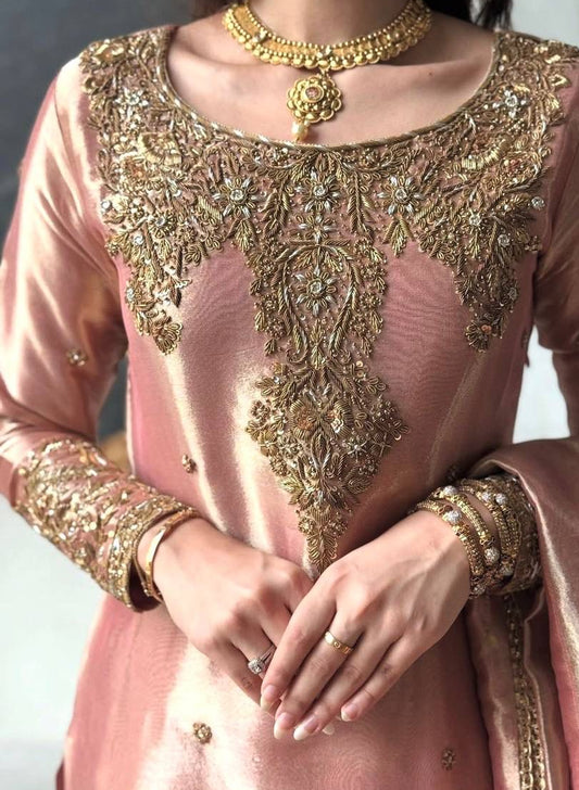 ZMY Silk Embroidered Kurta Pant Dupatta Set – Designer Party Wear Ethnic Suit for Women