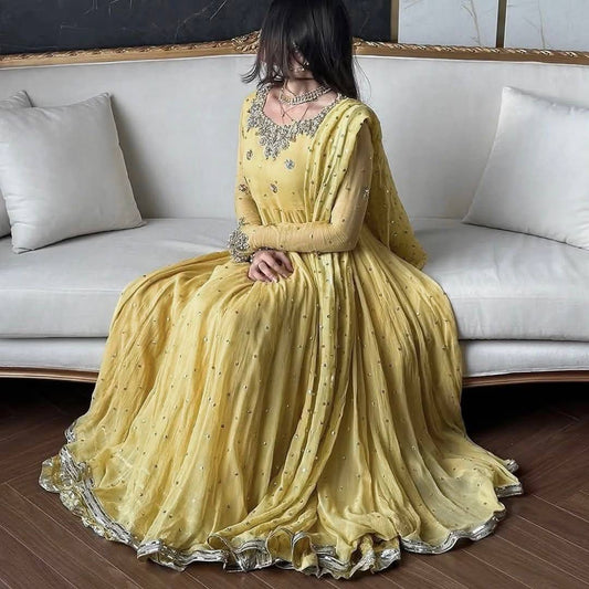 Designer Anarkali Gown with Dupatta – Lightweight Georgette Embroidery