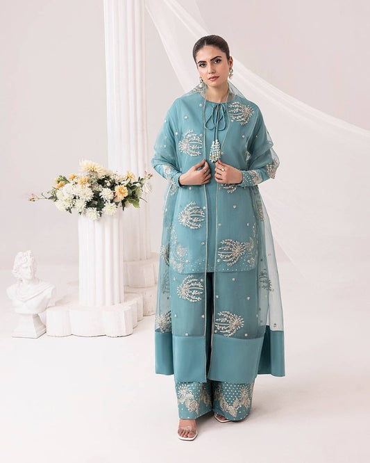 Designer Kurti Pant Set with Organza Dupatta – XL & XXL Festive Wear