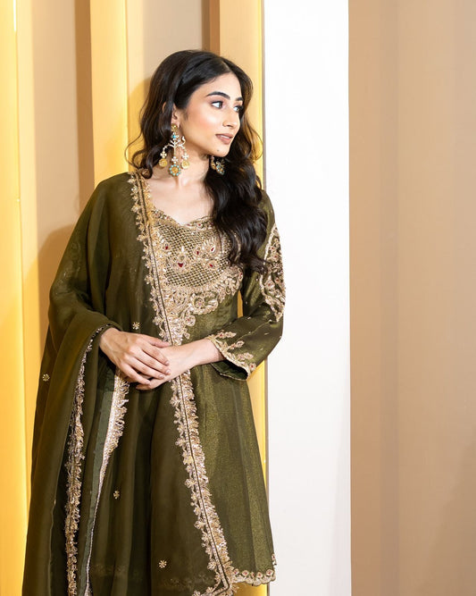 Designer Sharara Suit Set with Dupatta – Kali Cut Embroidery Work