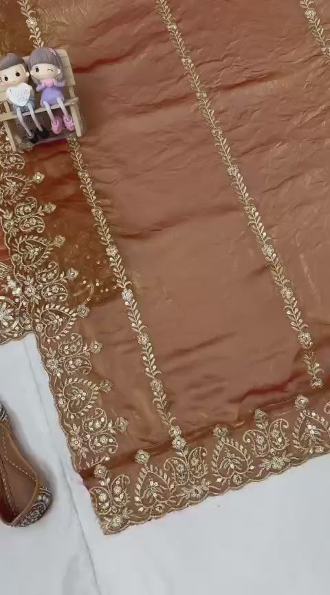Designer Frendy Silk Kurti Palazzo Set with Dupatta – Embroidered Festive Party Wear